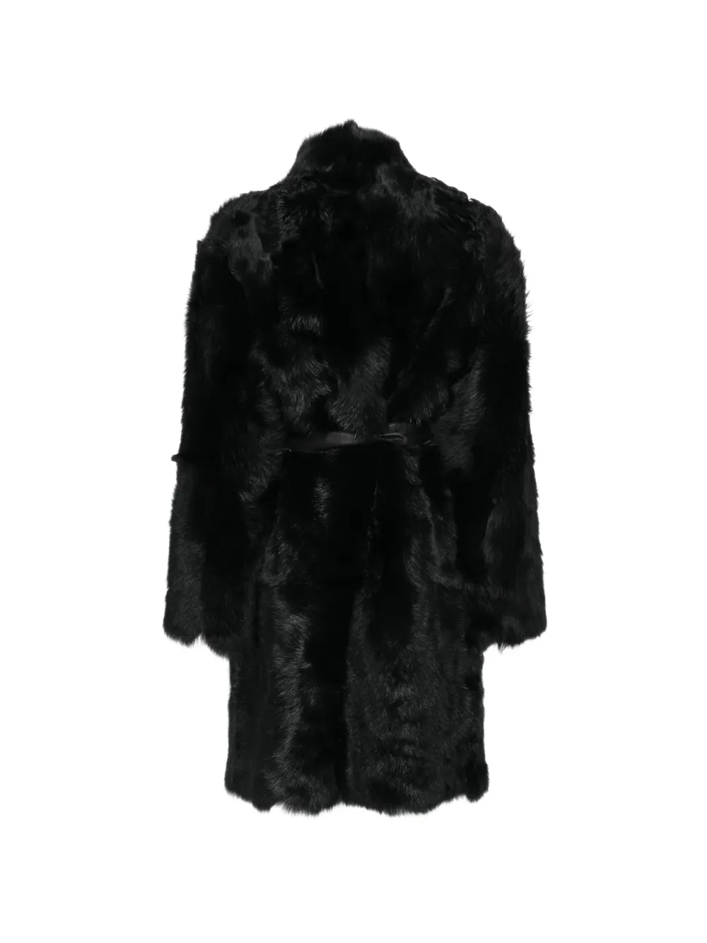Yves Salomon belted lambskin coat Zwart