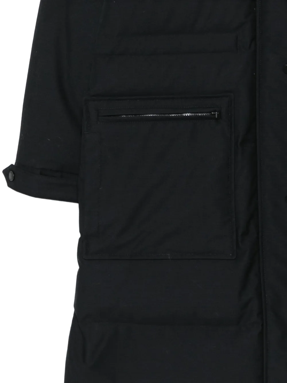 Yves Salomon shearling-collar quilted coat Zwart