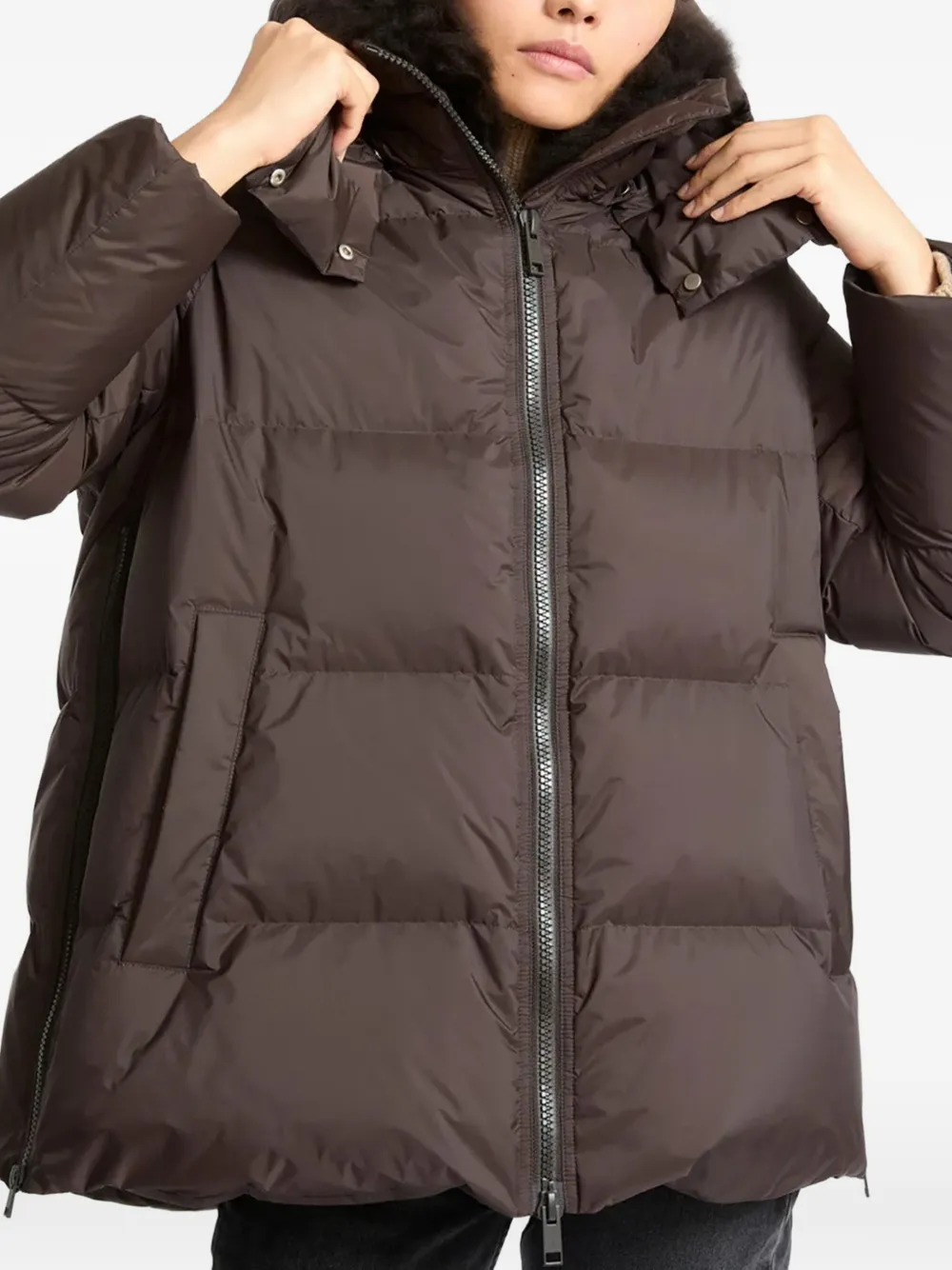 Yves Salomon fur-trim hooded jacket Bruin