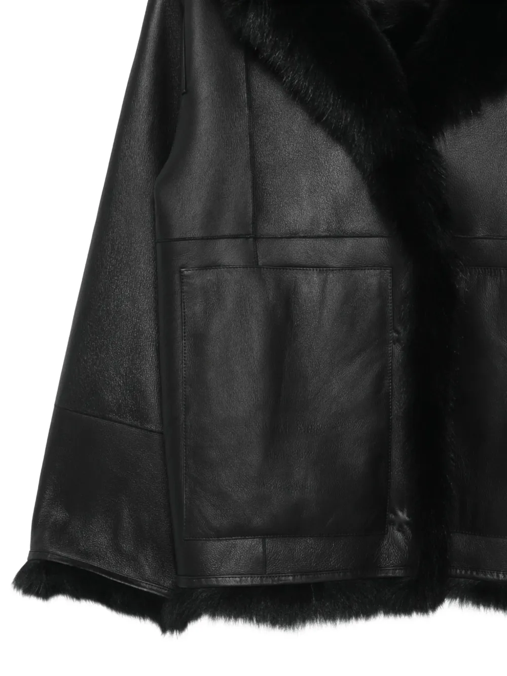 Yves Salomon reversible leather and shearling hooded jacket Zwart