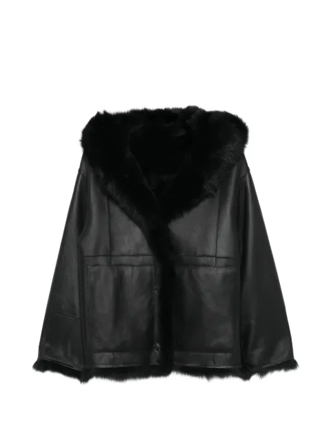 Yves Salomon reversible leather and shearling hooded jacket