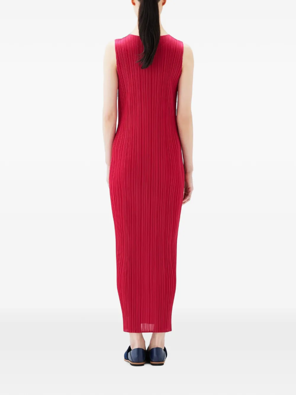 Pleats Please Issey Miyake Geplooide mouwloze maxi-jurk Rood