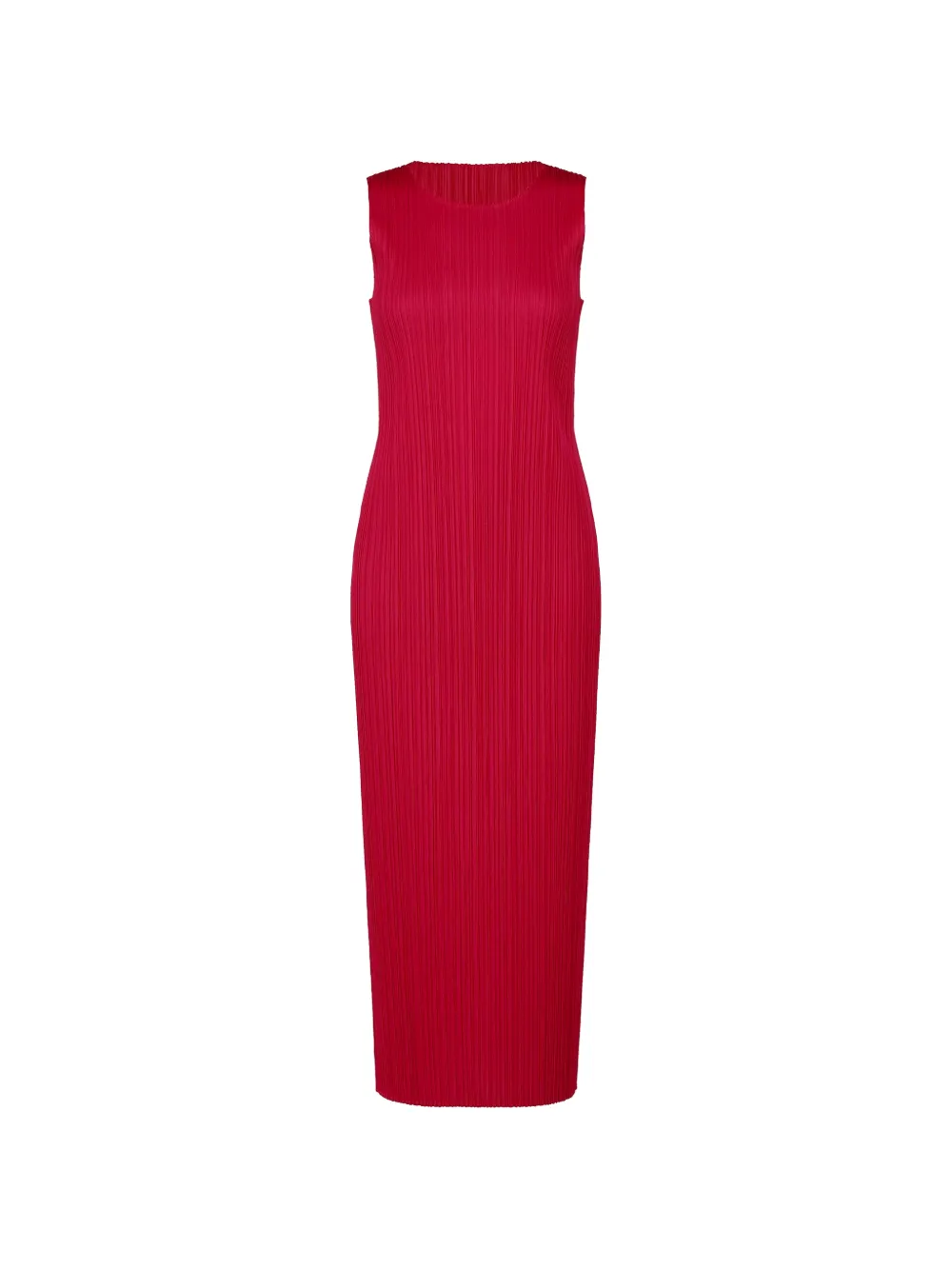 Pleats Please Issey Miyake Basics pleated sleeveless maxi dress - Rosso