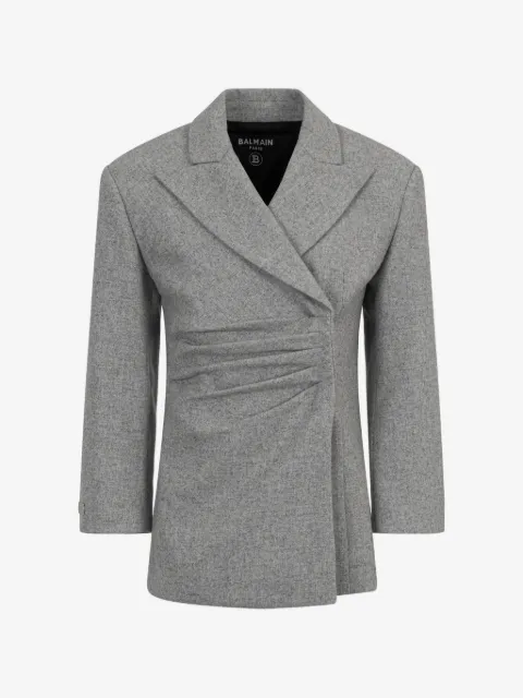 Balmain Kids blazer drapeado con solapa en el cuello