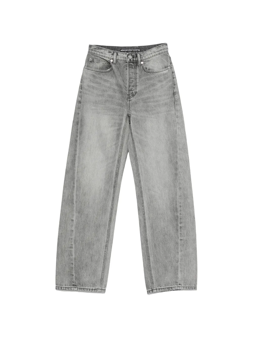 Alexander Wang logo-print wide-leg jeans - Grigio