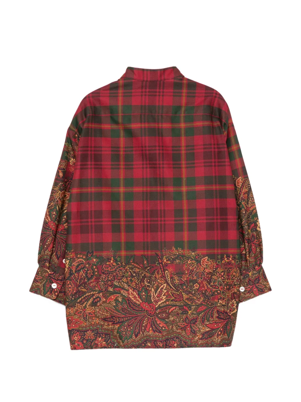 ETRO KIDS Geruit shirt met paisley-print Rood