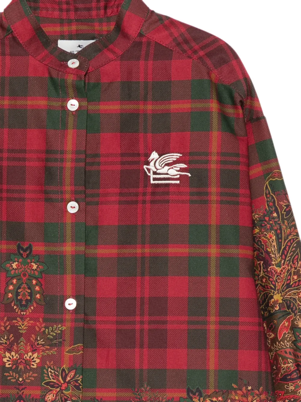 ETRO KIDS Geruit shirt met paisley-print Rood