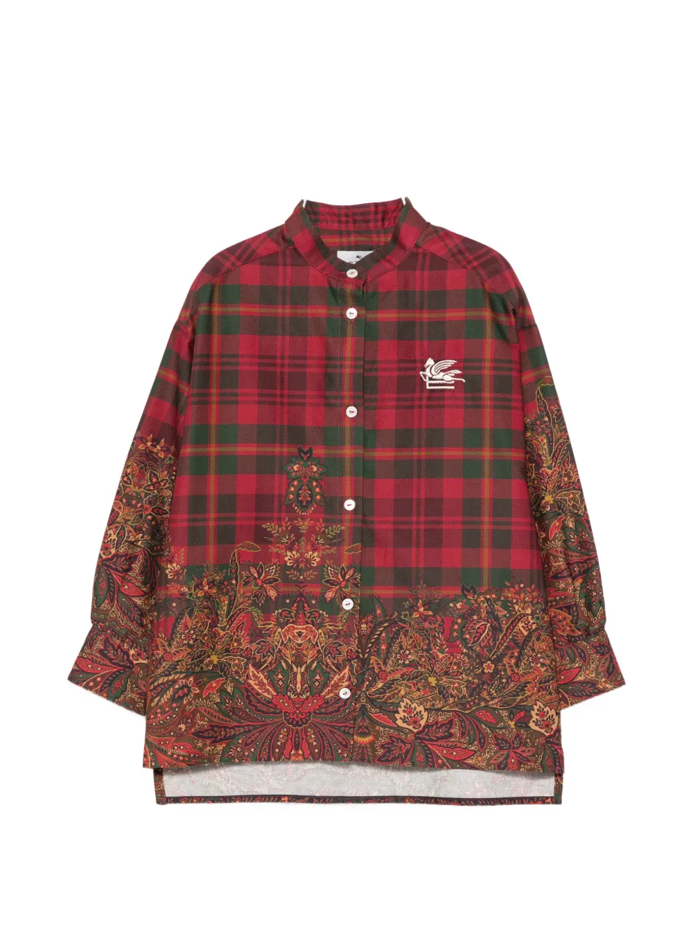 ETRO KIDS checked Paisley-print shirt - Rosso