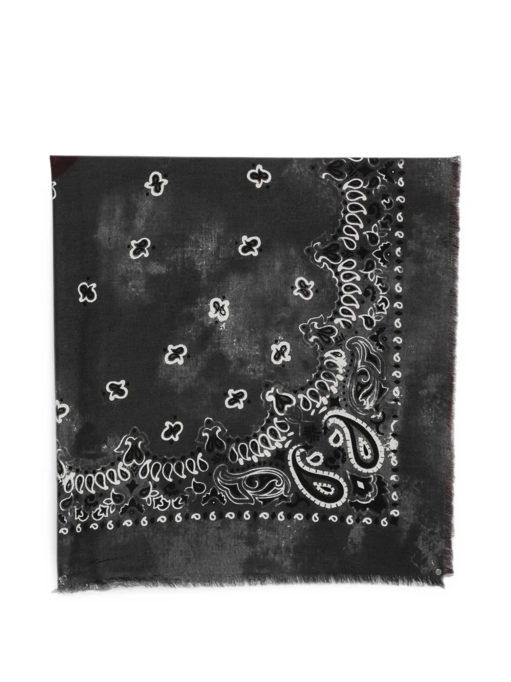 Destin paisley-print frayed scarf - Schwarz