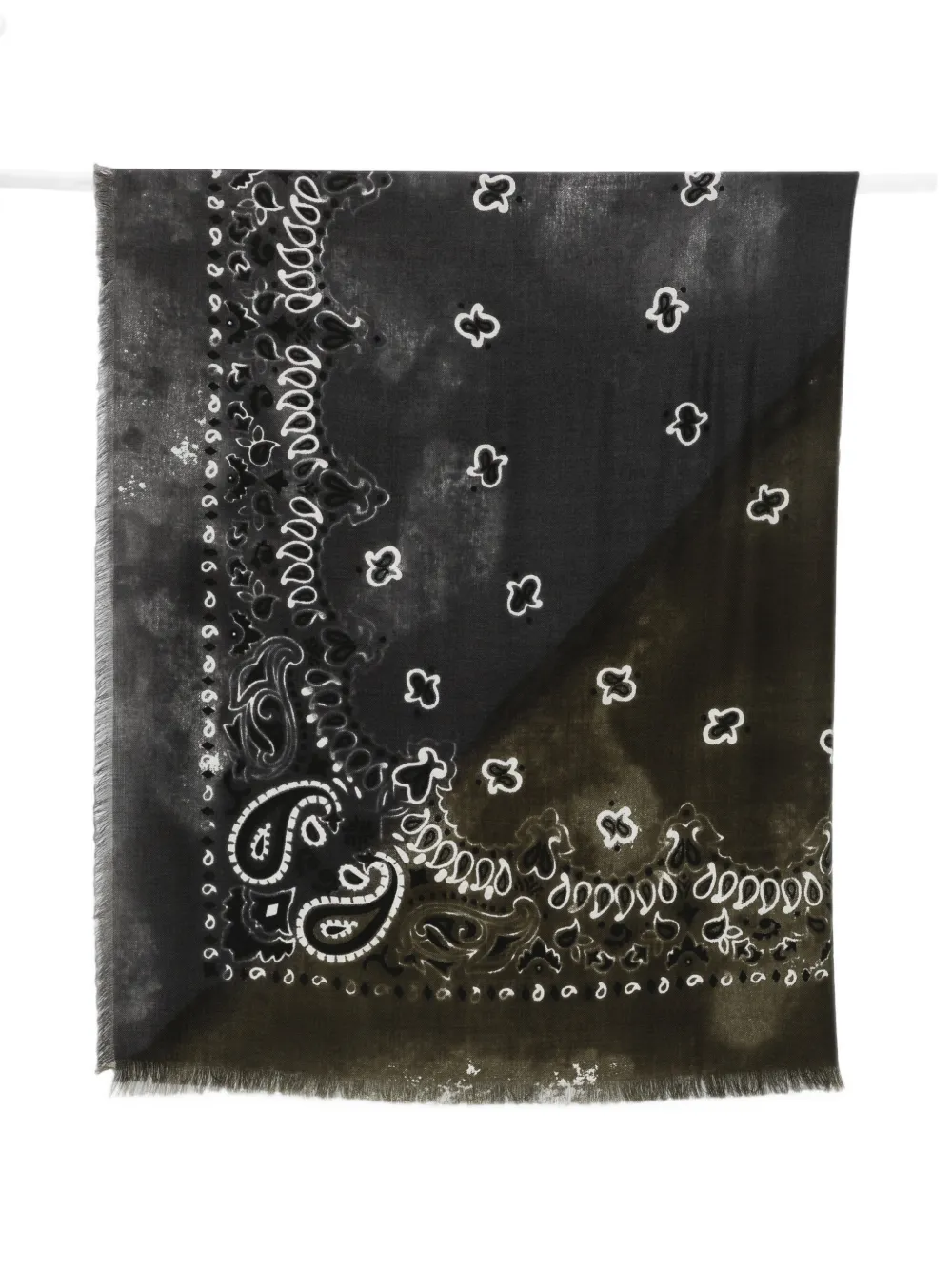 Destin paisley-print frayed scarf - Schwarz