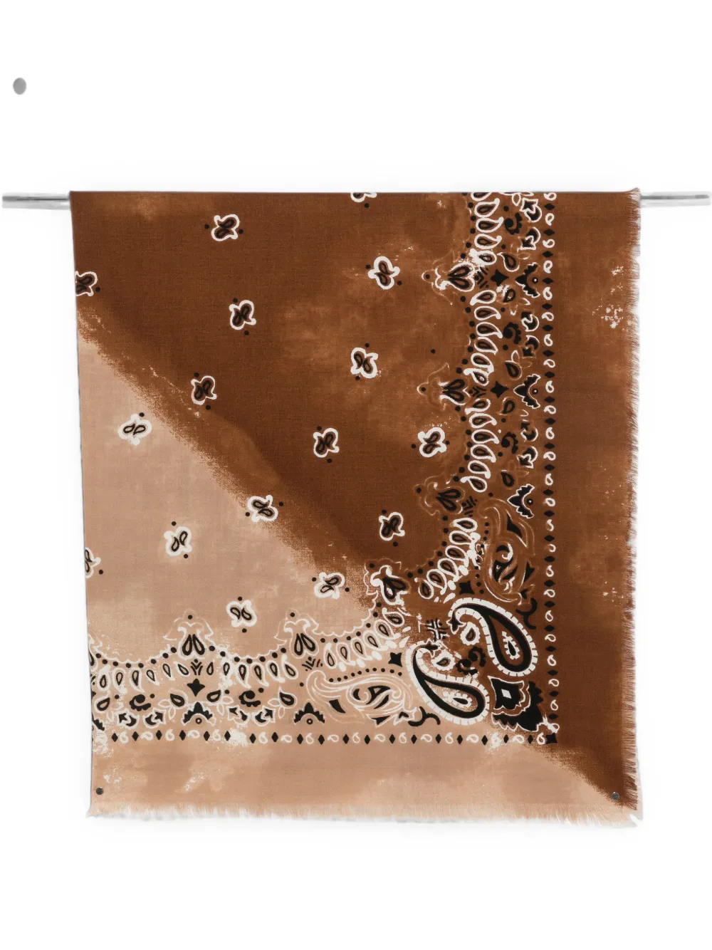 Destin paisley-print frayed-detail scarf - Braun