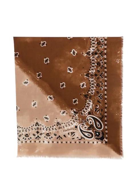 Destin paisley-print frayed-detail scarf