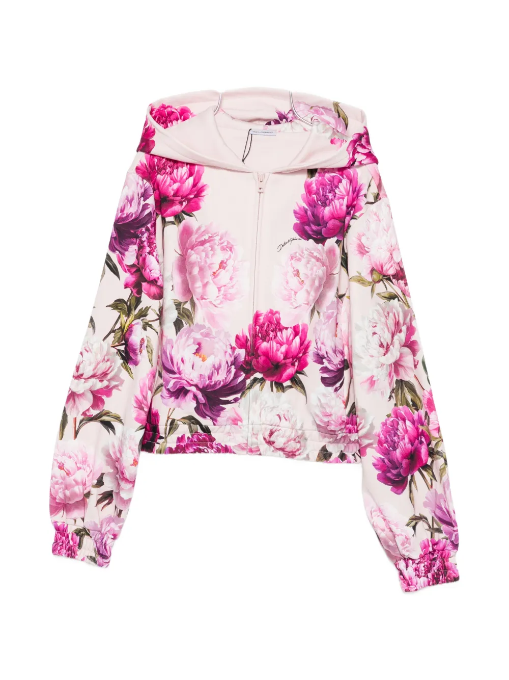 Dolce & Gabbana Kids Kapuzenjacke mit Blumenprint - Rosa
