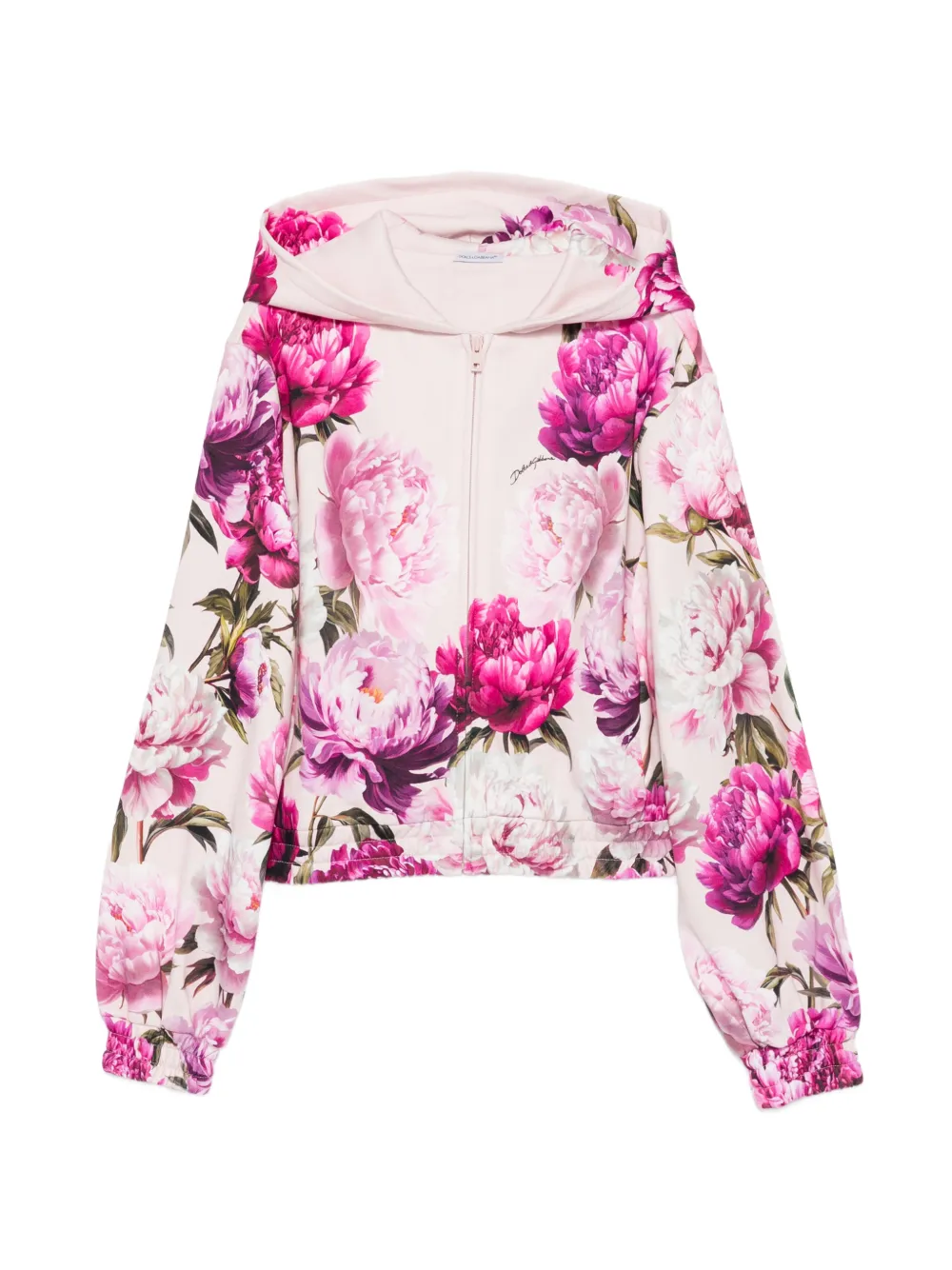 Dolce & Gabbana Kids floral-print zip-up hoodie - Rosa