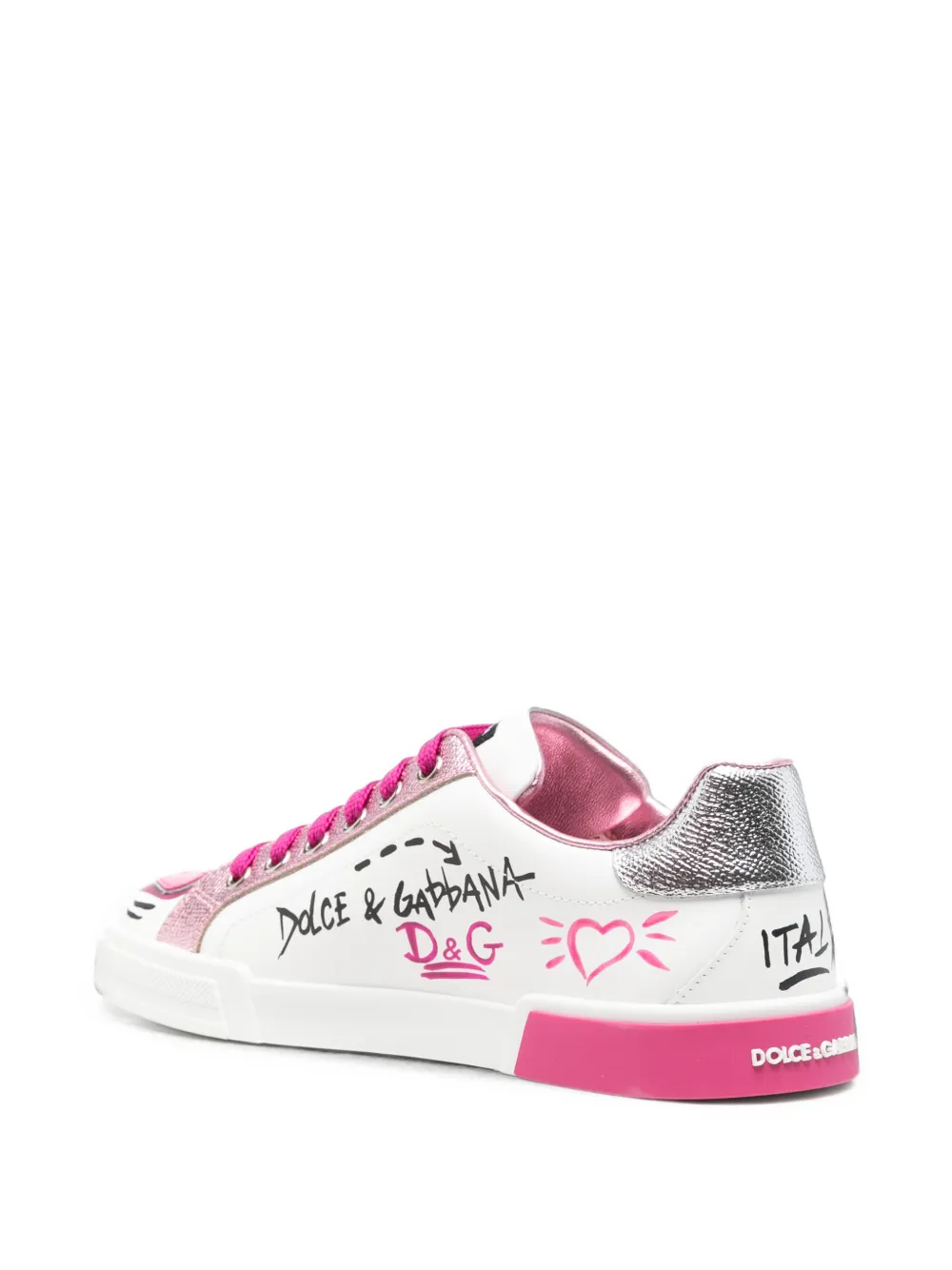 Dolce & Gabbana Kids Portofino Licht sneakers met graffiti-print Wit