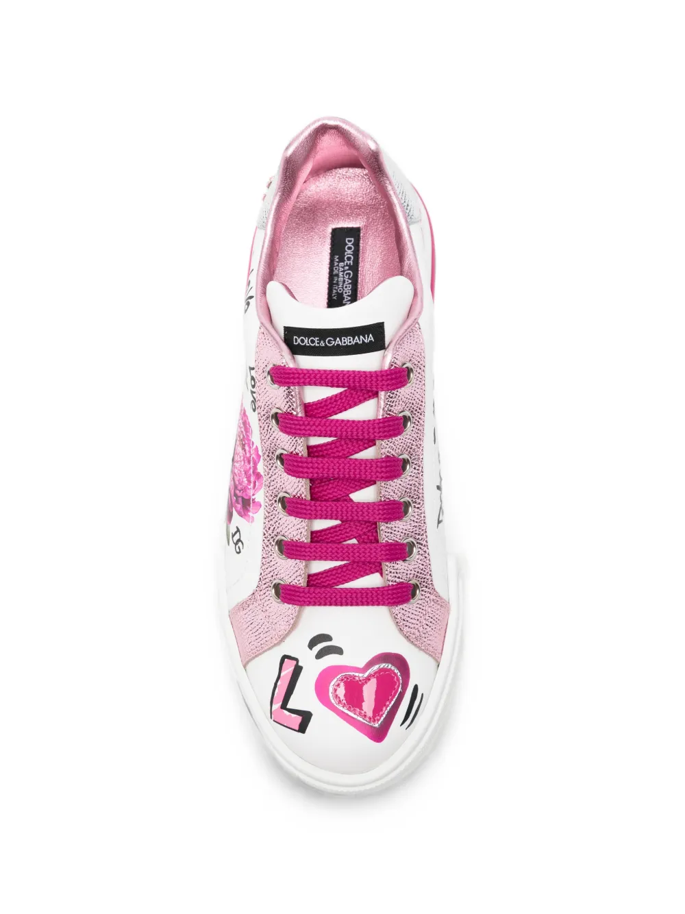 Dolce & Gabbana Kids Portofino Licht sneakers met graffiti-print Wit