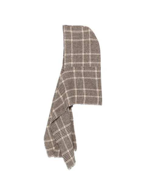 Destin check hooded scarf