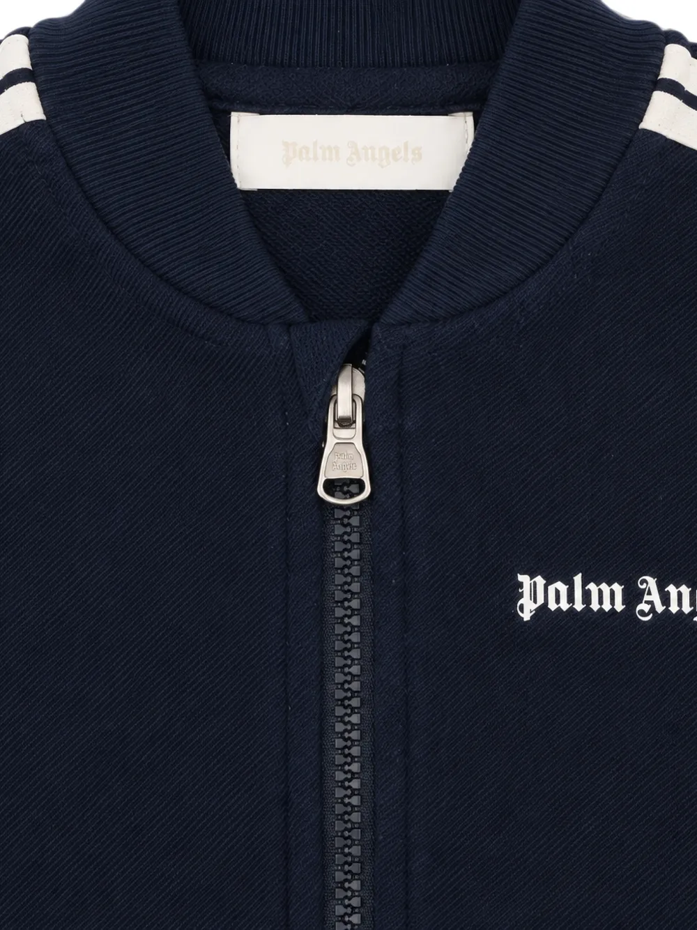 Palm Angels Kids Sweater met logoprint en rits Blauw