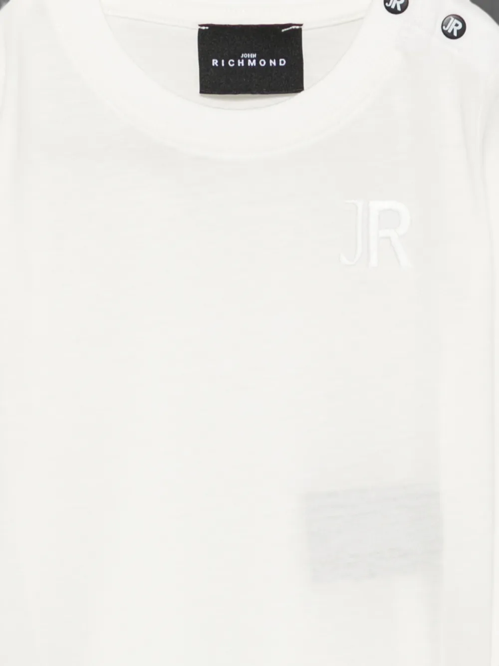 John Richmond Junior T-shirt met geborduurd logo en schouderknoop Wit