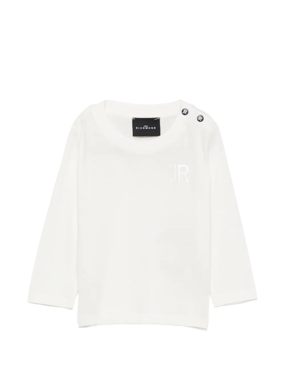 John Richmond Junior T-shirt met geborduurd logo en schouderknoop Wit