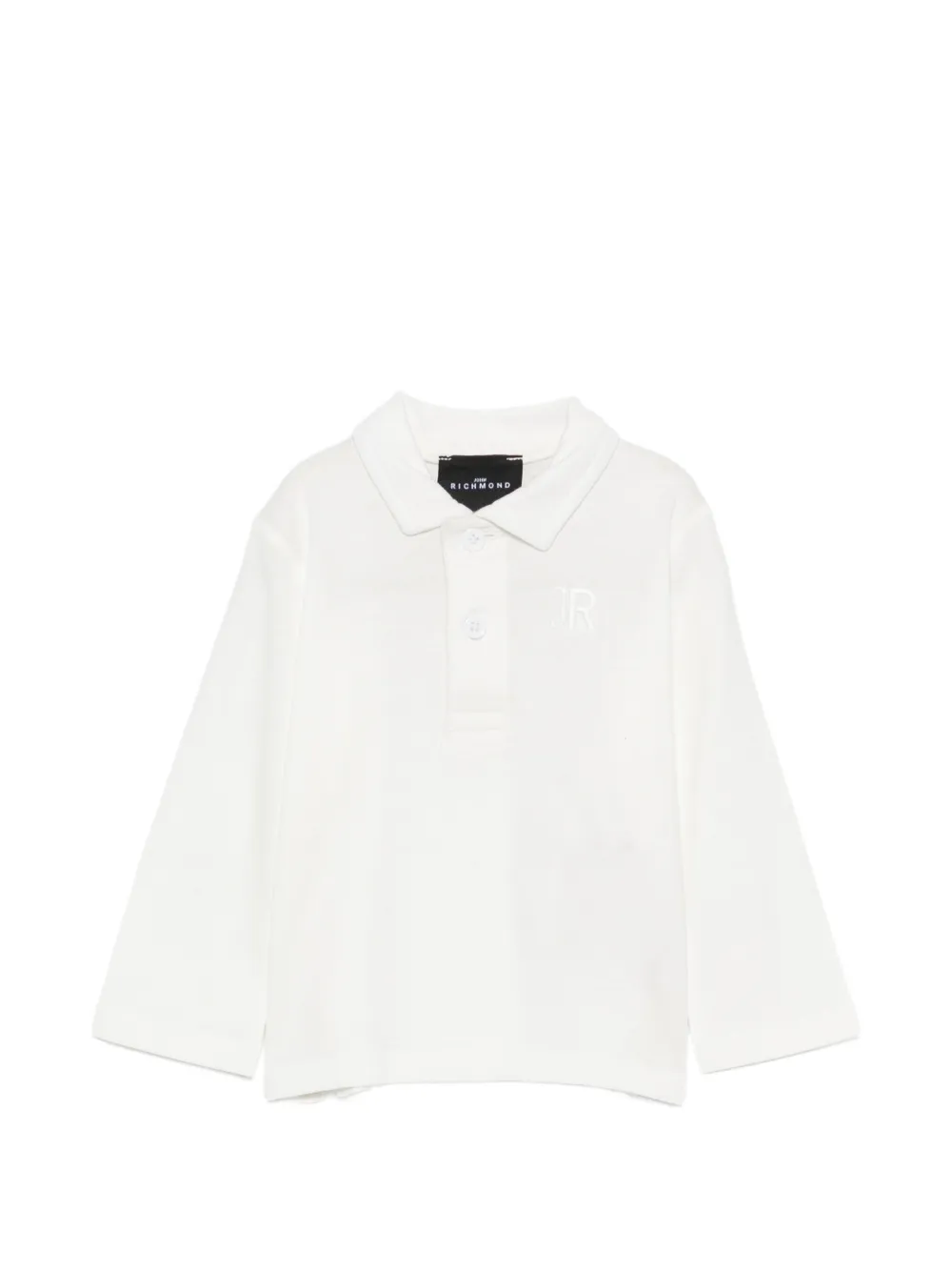 John Richmond Junior logo-embroidered long-sleeve polo shirt - Bianco