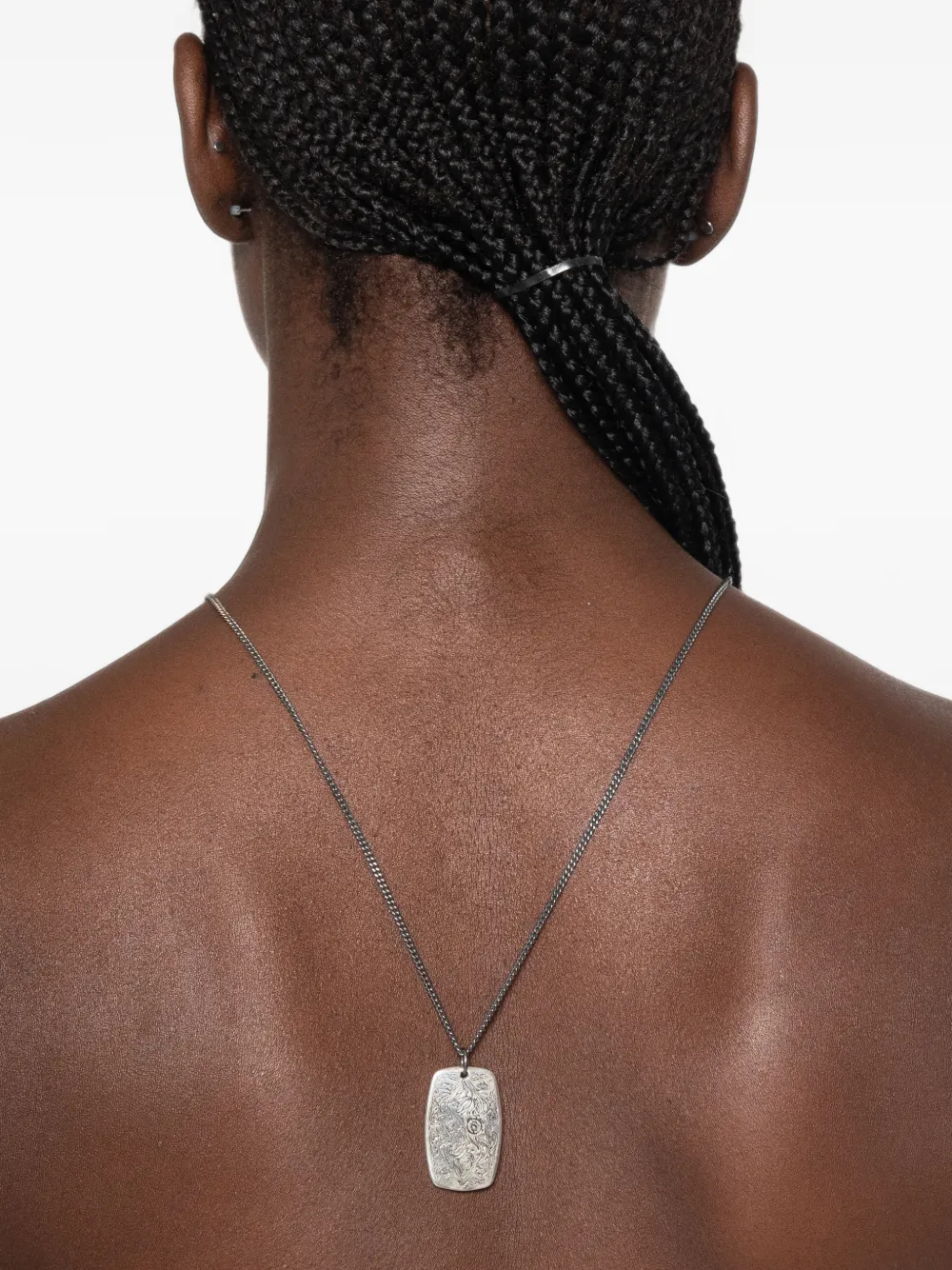 MM6 Maison Margiela Engraved dog-tag Necklace | Silver | FARFETCH