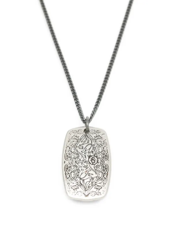 MM6 Maison Margiela Engraved dog-tag Necklace | Silver | FARFETCH