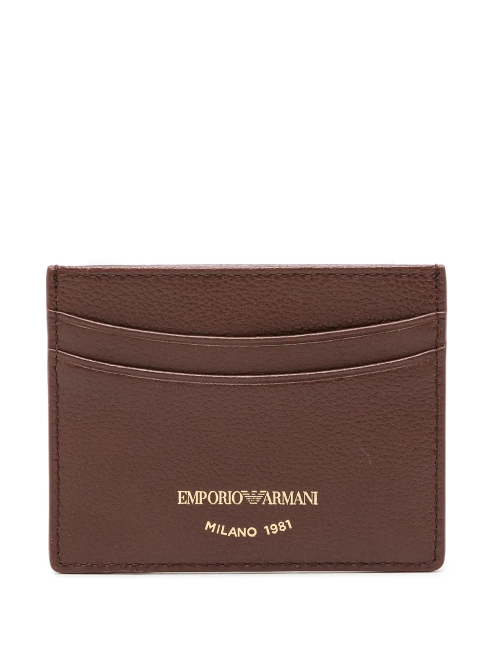 Emporio Armani logo-print grained-leather card holder - Marrone