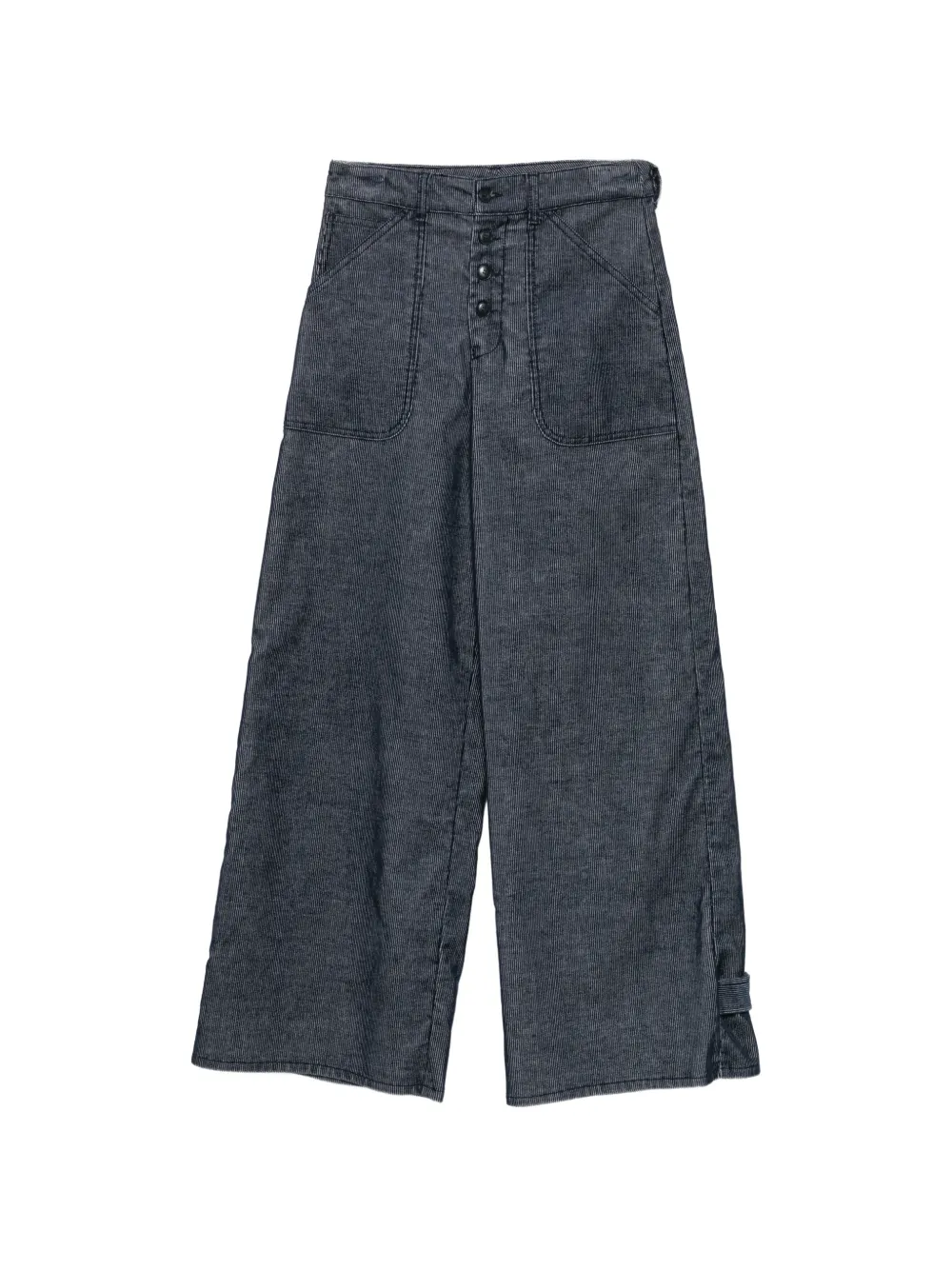 Emporio Armani pinstriped button-fly trousers Blauw