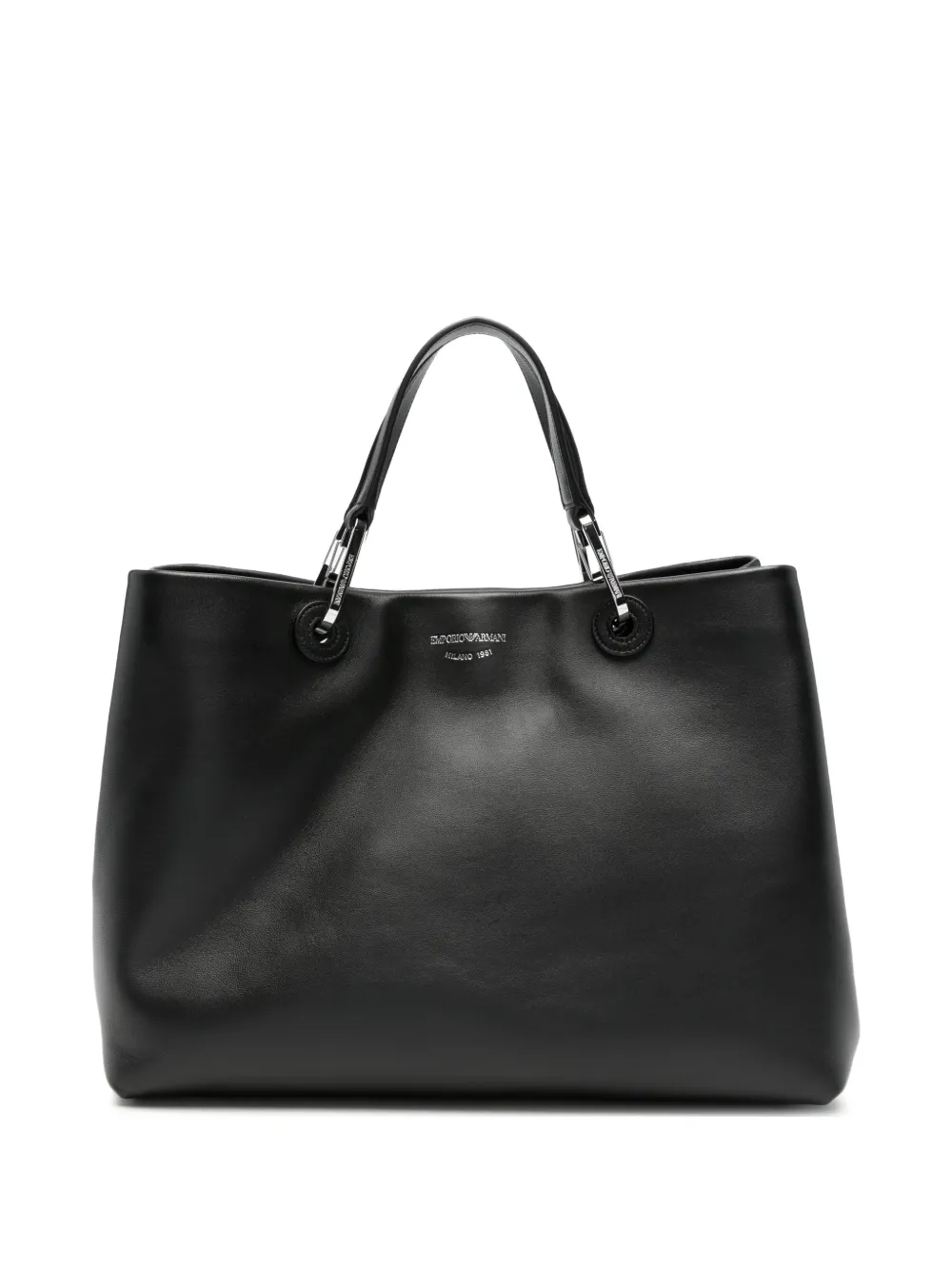 Emporio Armani logo-stamp leather tote bag · OS