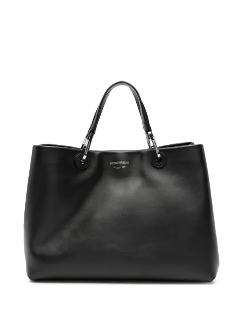 Emporio Armani logo-stamp leather tote bag