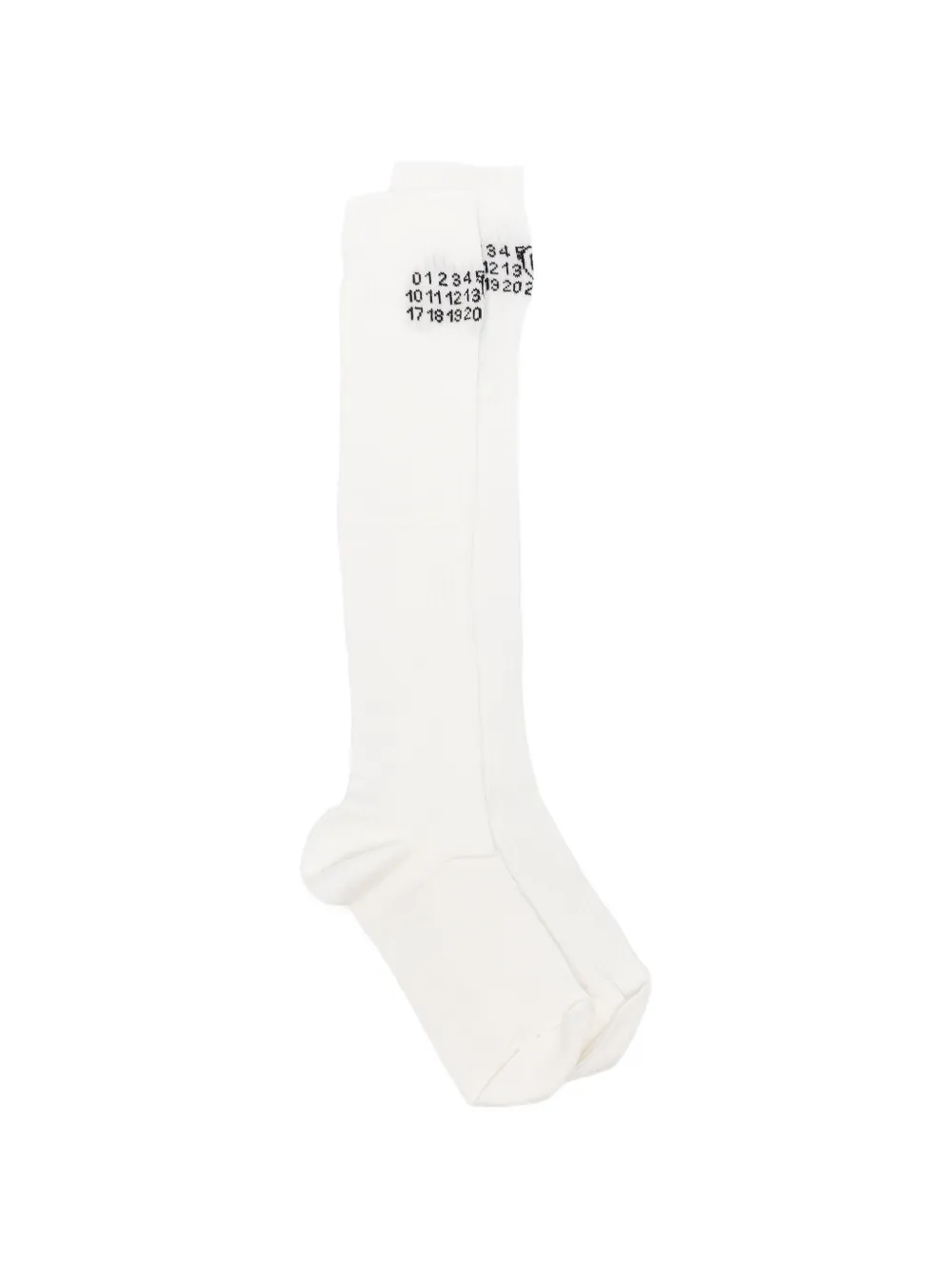 MM6 Maison Margiela numeric-logo ribbed socks - Toni neutri