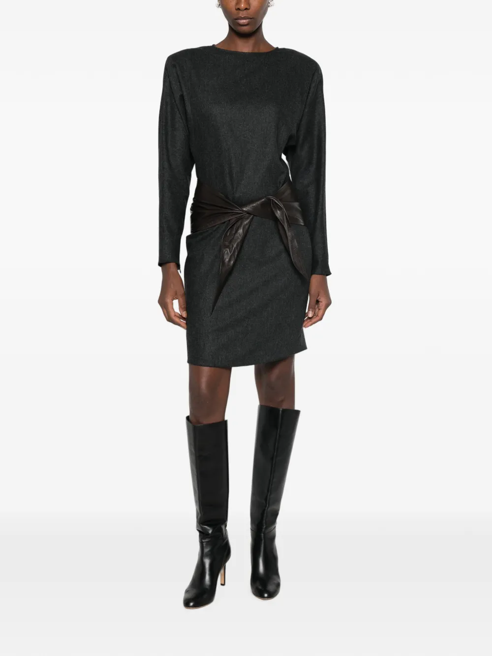 Emporio Armani Midi-jurk met lange mouwen Grijs
