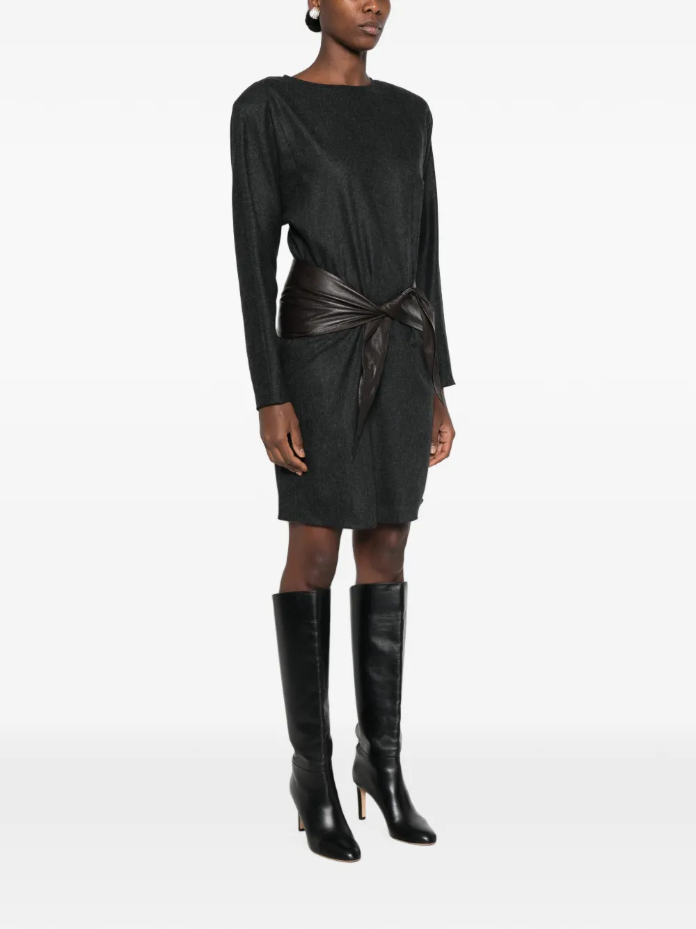 Emporio Armani Midi-jurk met lange mouwen Grijs