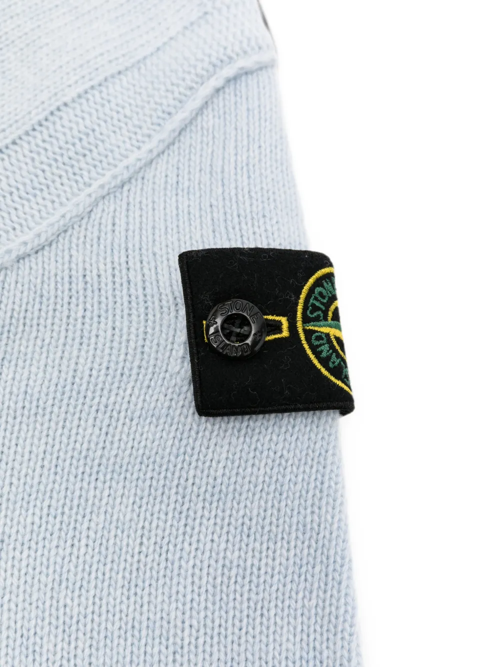 Stone Island Junior Ribgebreid vest met logopatch Blauw