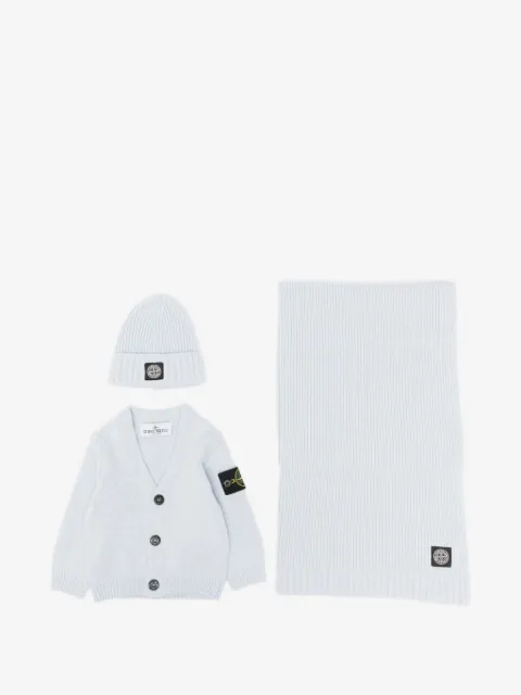 Stone Island Junior logo-patch ribbed-knit cardigan set