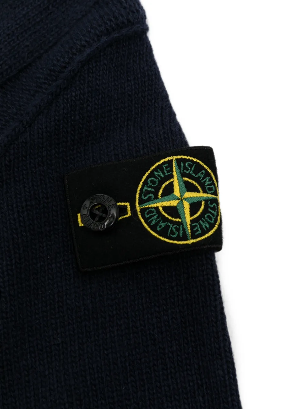 Stone Island Junior Ribgebreid vest met Compass-patch Blauw