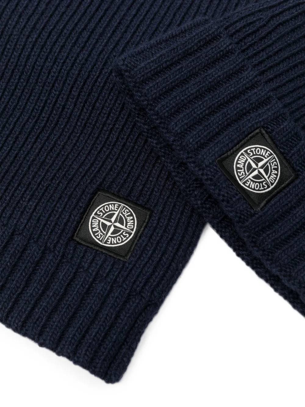 Stone Island Junior Ribgebreid vest met Compass-patch Blauw