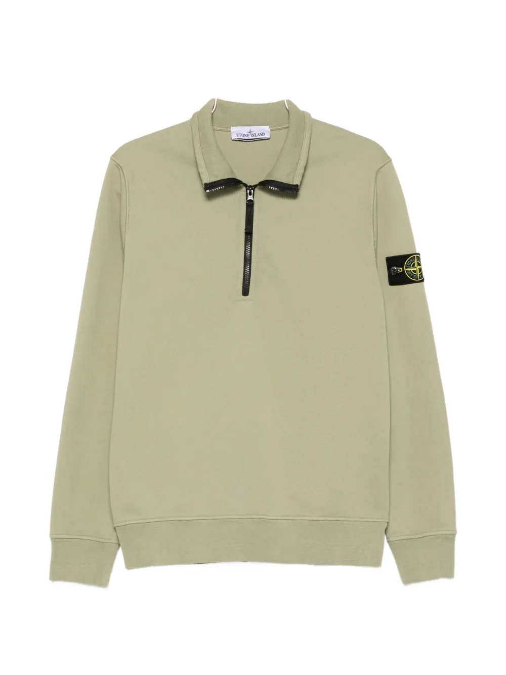 Stone Island logo-patch half-zip sweater - Grün