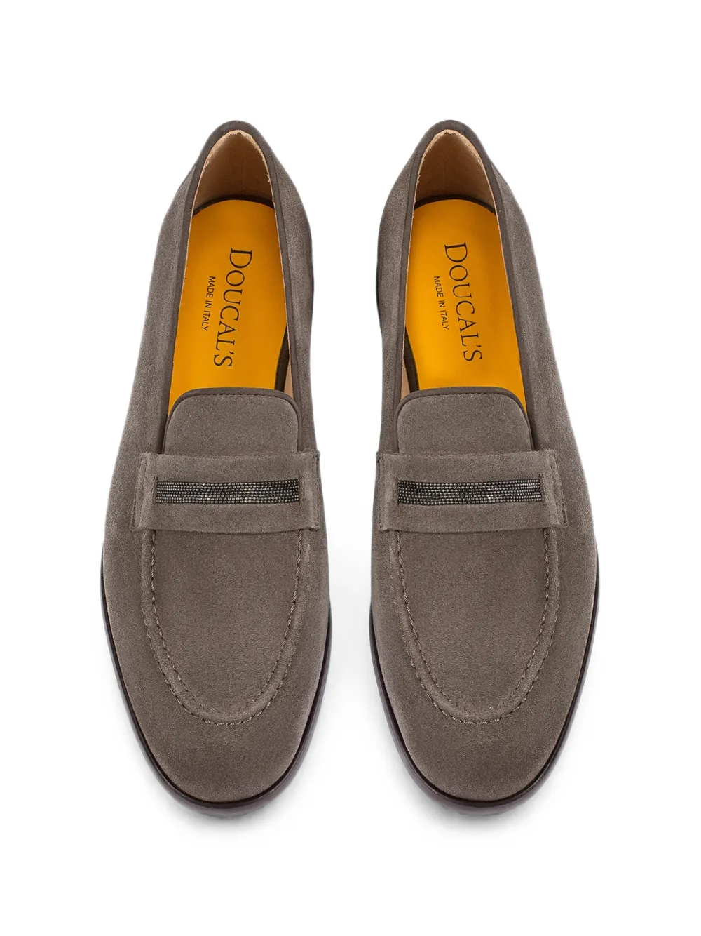 Doucal's Suède loafers met studs Bruin