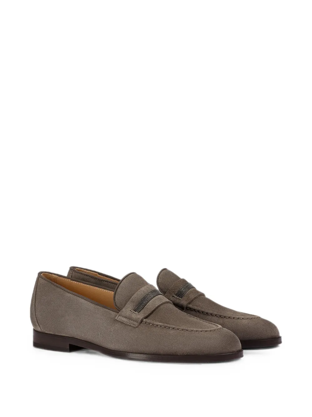 Doucal's Suède loafers met studs Bruin