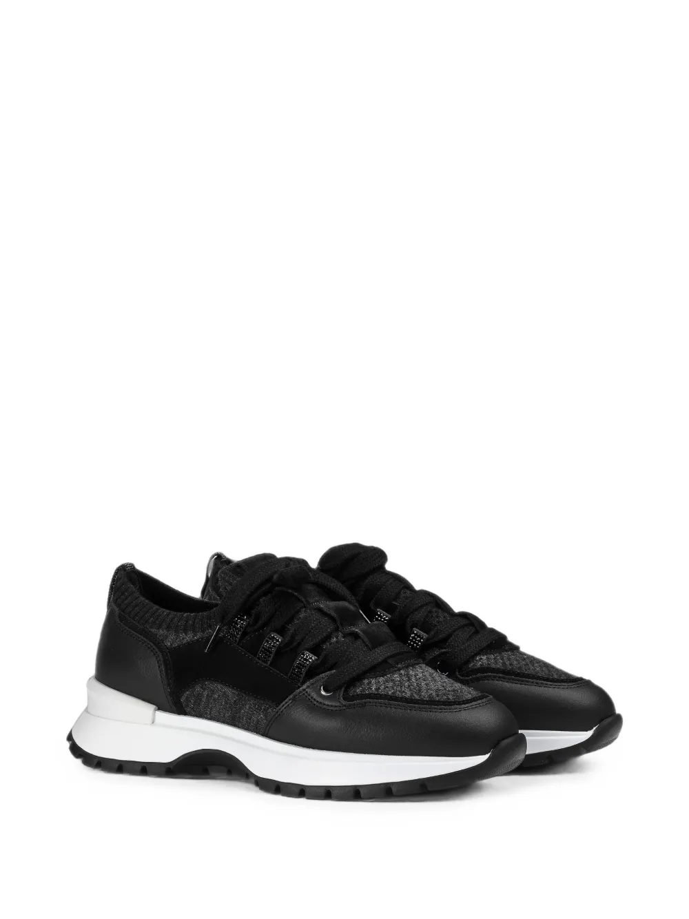 Doucal's panelled leather sneakers Zwart