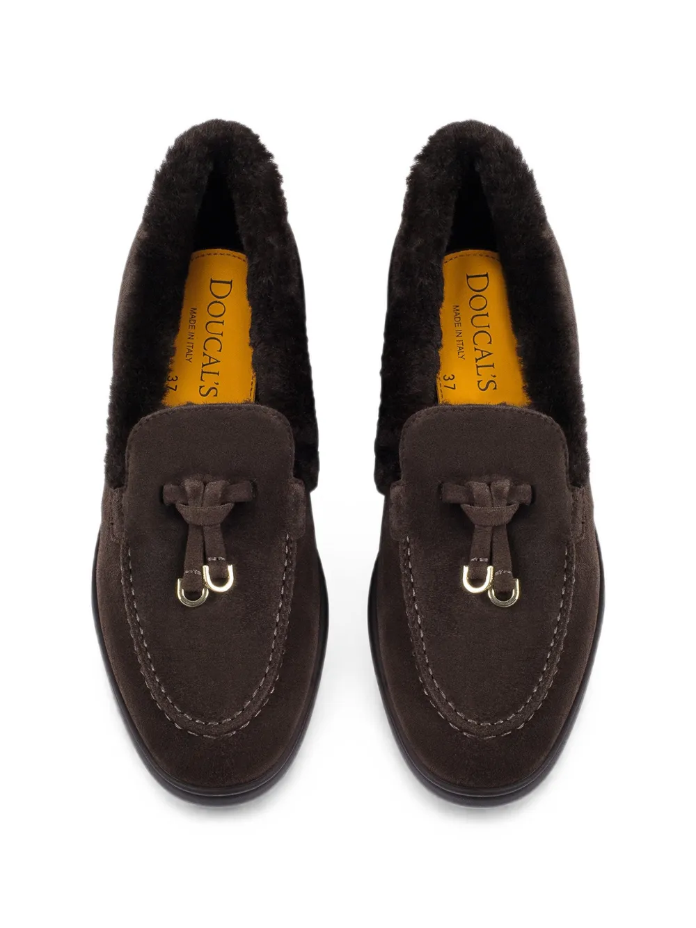 Doucal's Loafers met lammy afwerking en kwastje Bruin