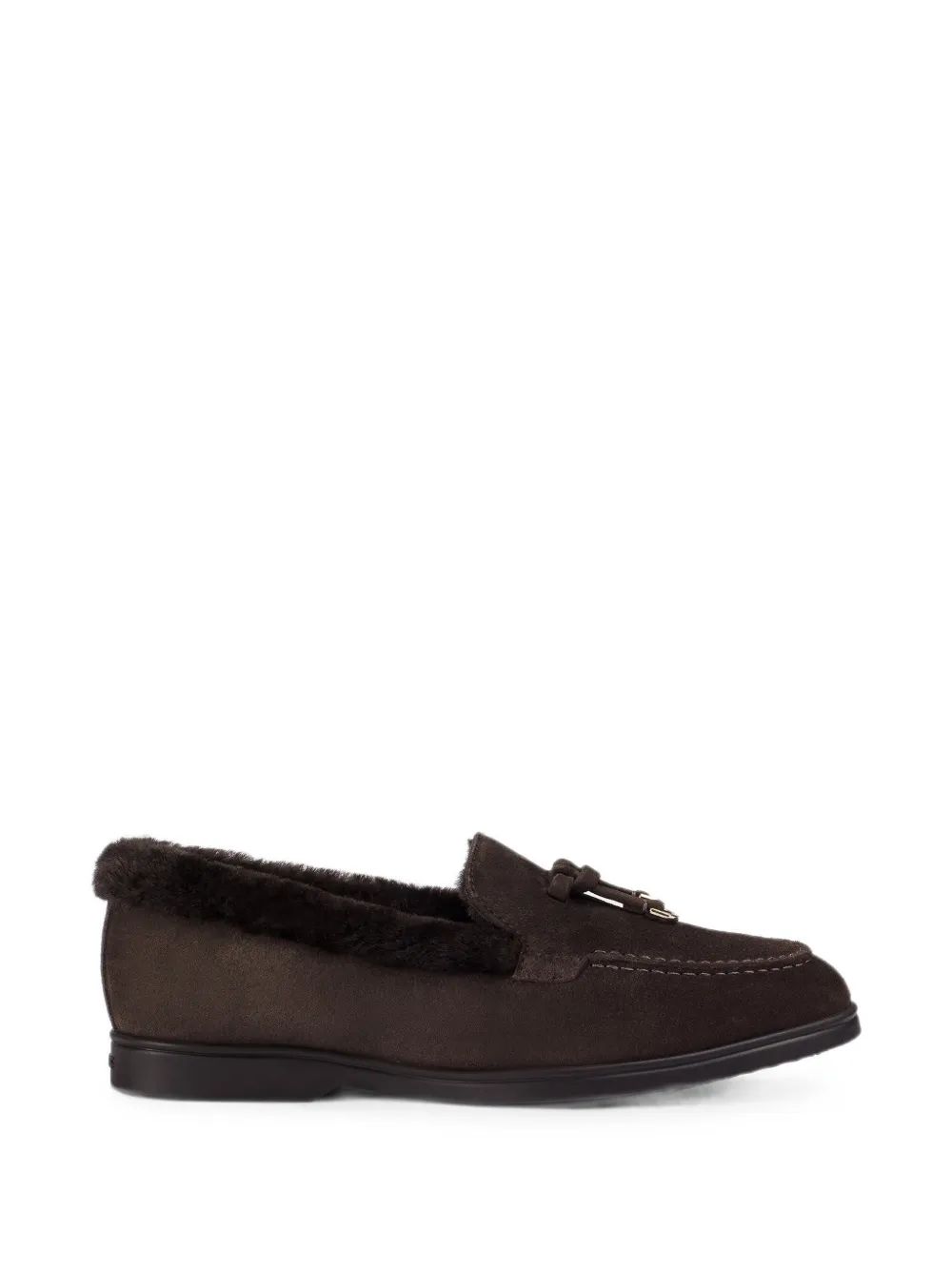 Doucal's tassel-detail shearling-trim loafers - Braun
