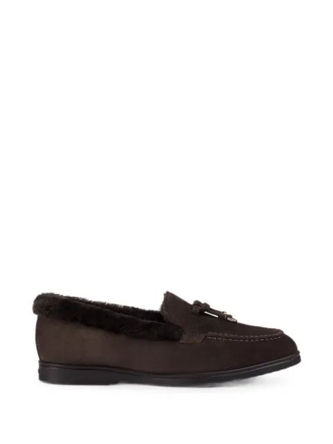 Doucal's tassel-detail shearling-trim loafers