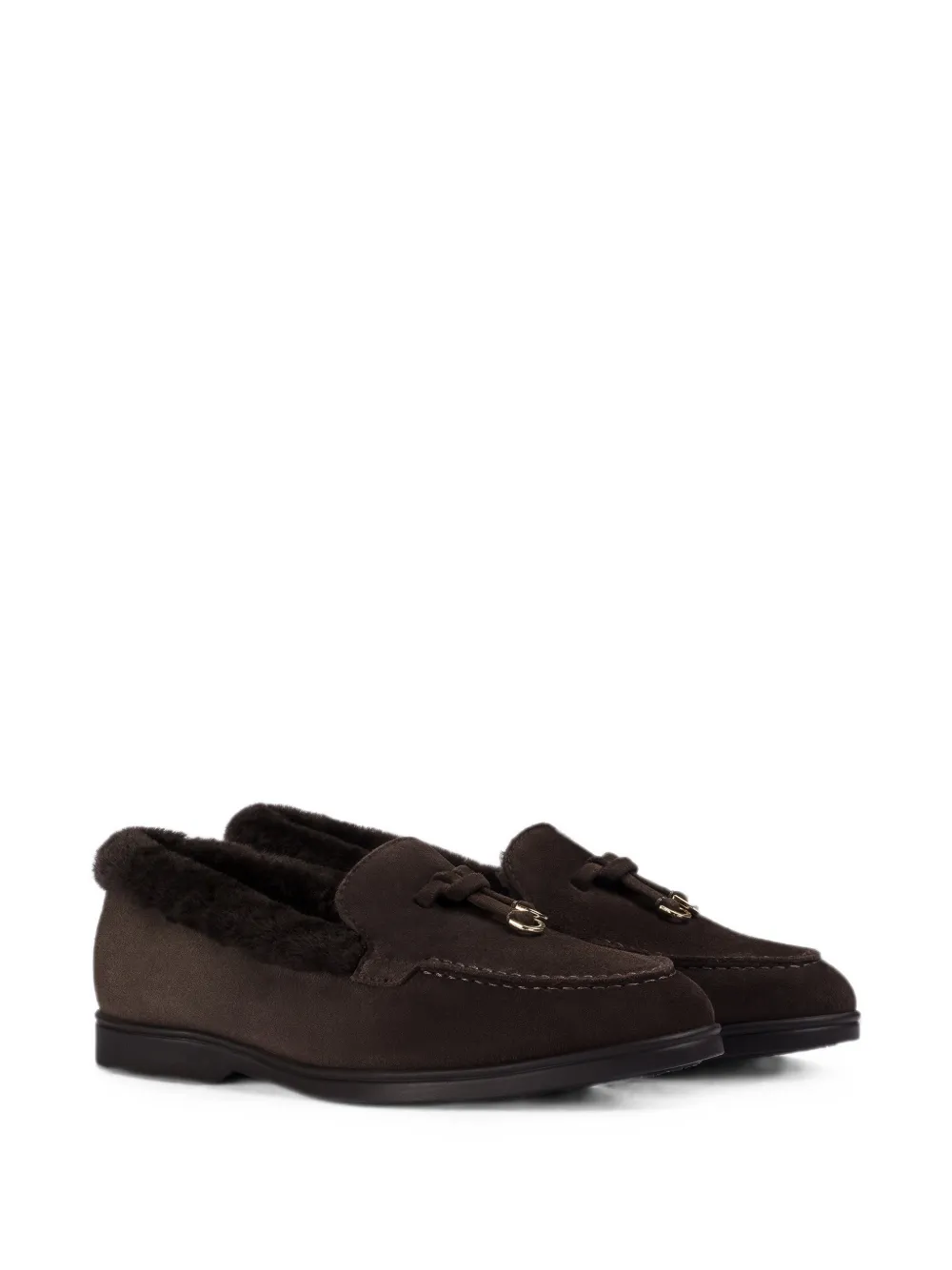 Doucal's Loafers met lammy afwerking en kwastje Bruin