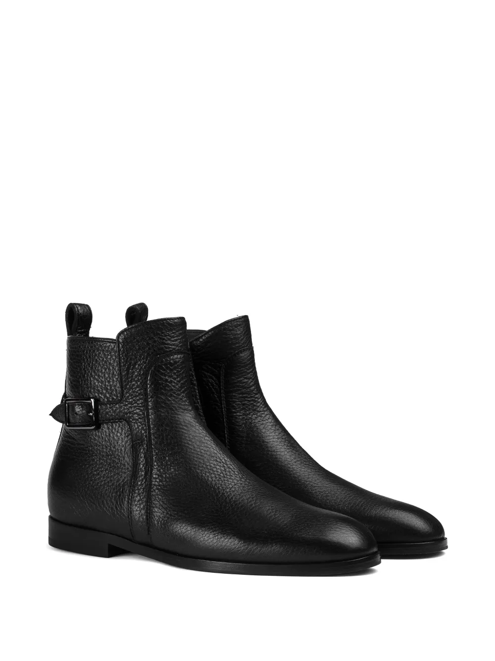 Doucal's buckle-strap leather ankle boots Zwart