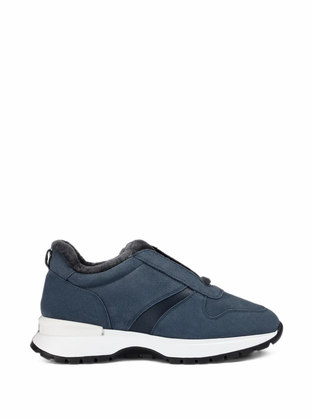 Doucal's fur-trimmed panelled sneakers - Blau