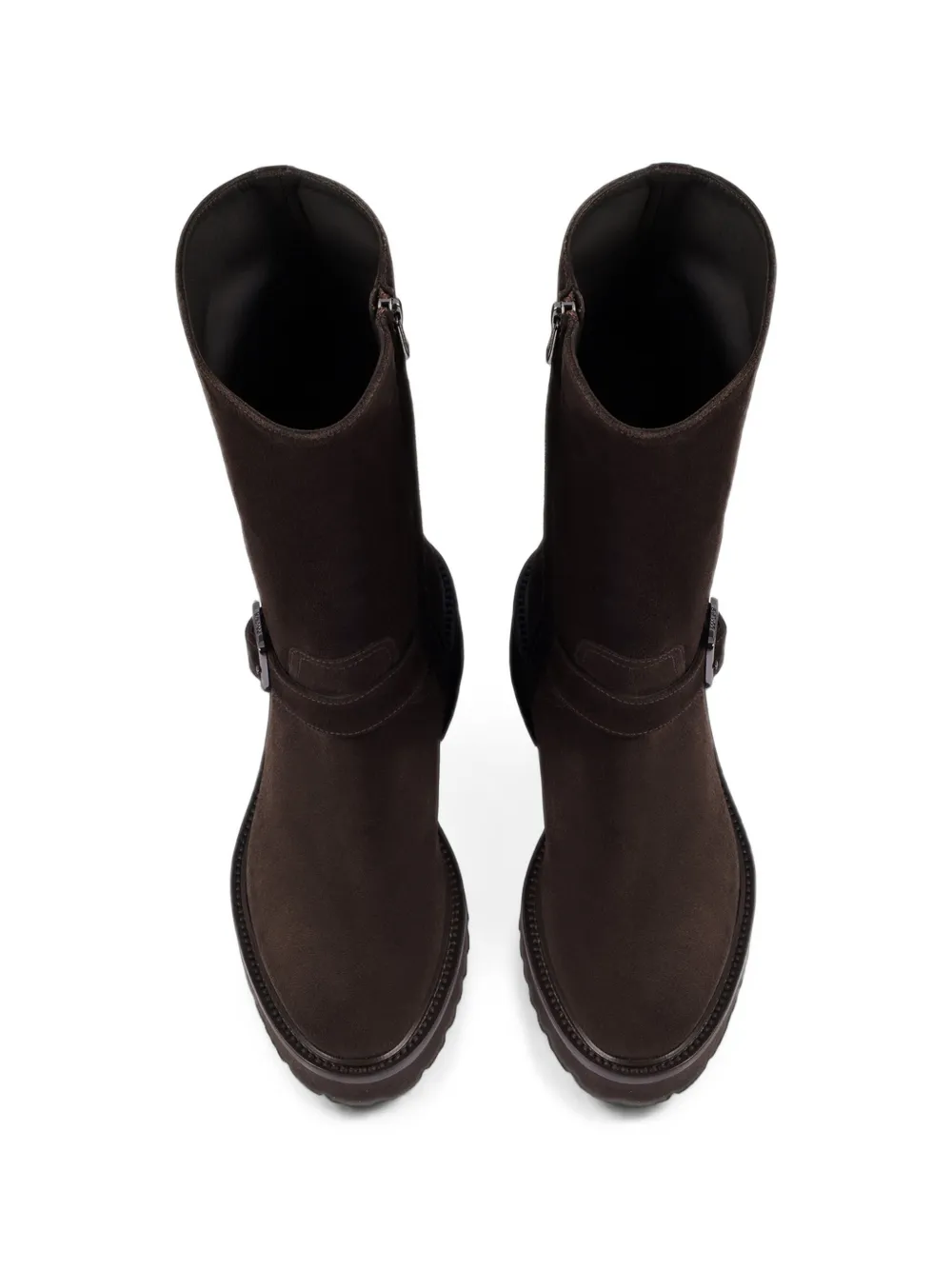 Doucal's Buckled Suede Boots in Brown, view 4