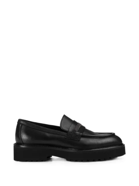 Doucal's micro-stud detail leather loafers